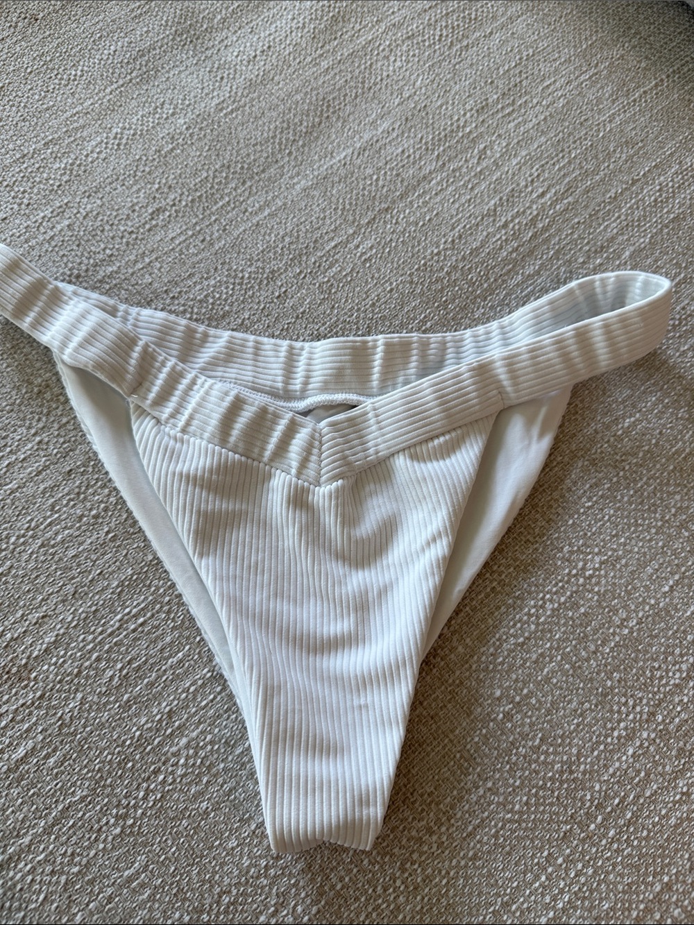 Ribbed White Frankie’s Bottoms - Classic Bikini Brief
